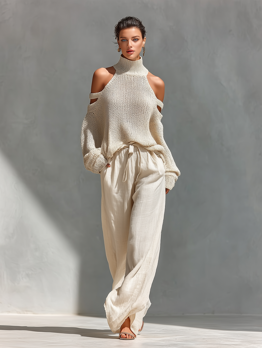 | Beige Wide-Leg Set