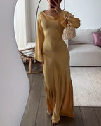 Golden elegant waisted evening dress