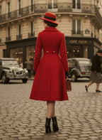 Vintage A-line Double-breasted Woolen Flared Midi Coat For Women 2026