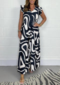 V-neck printed wide leg jumpsuit