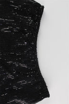 Glitter Tube Top Skinny Two Piece Shorts Set