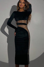Fashionable Sequin Velvet Bodycon Maxi Dress