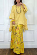 Sienna Asymmetric Linen-Look Resort Set in Sunshine Yellow