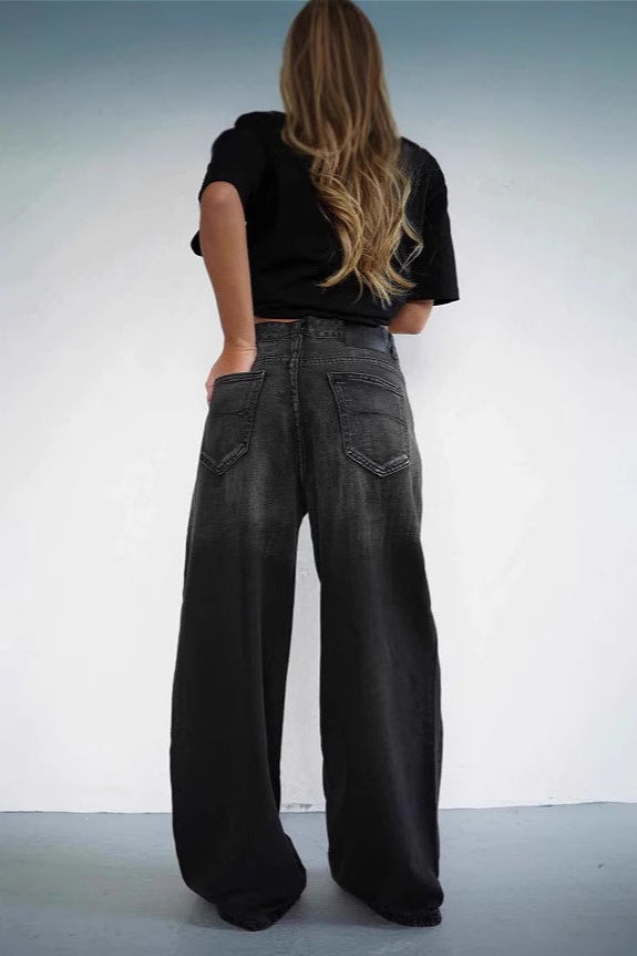 Ombre Distressed Low Waist Trendy Jeans