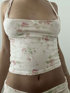 Disty Floral Print Bow Embellished Lounge Set