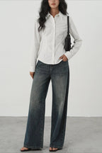 Slim Fit Vertical Stripe Blouse