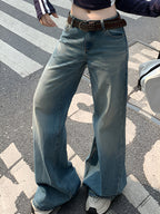 Retro Water Mark Design Flare Jeans