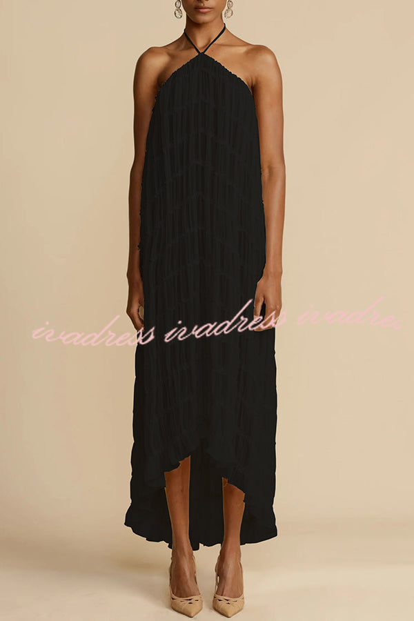 Versatility and Vintage Charm Pleated Drawstring Waist Tiered Maxi Skirt