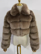 Plush Faux Fur Coat Turndown Collar Winter Short Jacket For Women 2026