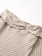Solid Off Shoulder Fungus Irregular Hem Long Sleeve Knit