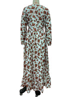 Long Sleeve Floral Maxi Gown - Pink Boho Flowy V Neck Ruffle Dress - Spring Holiday Beach 2026