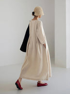 | Loose linen dress with side pockets