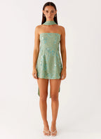Kiesha Strapless Scarf Mini Dress - Mint