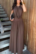 Lightweight Chic Draped High Rise Elastic Waist Wide-leg Pants