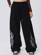Vintage Wings Print Loose Sweatpants