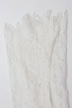 White Mock Neck Padded Shoulder Floral Lace Ruched Bodycon Mini Dress