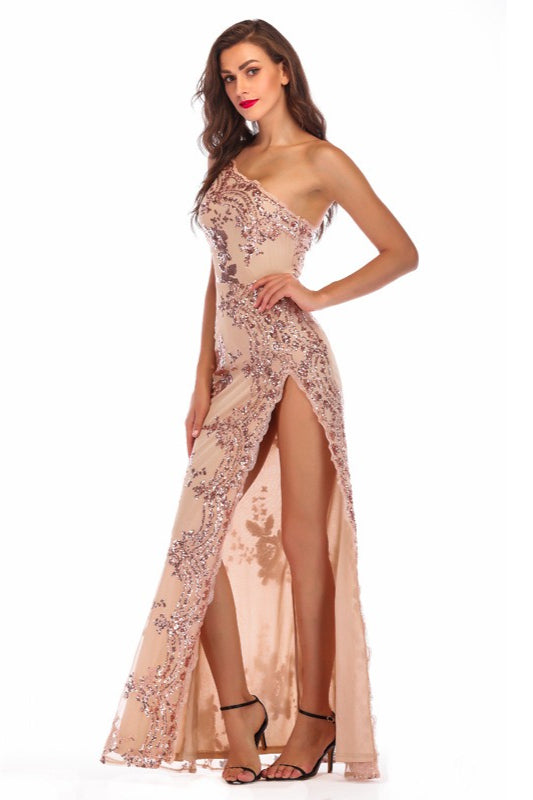 Sequin Backless Asymmetric Dress