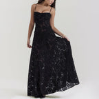 Lace-Up Back Maxi Dress with Suspender