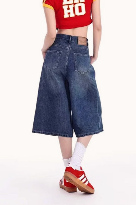 Vintage Cropped Wide High Waist Relaxed Jeans