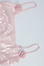 Spaghetti Strap Sequin Mesh Overlay Bodycon Mini Dress