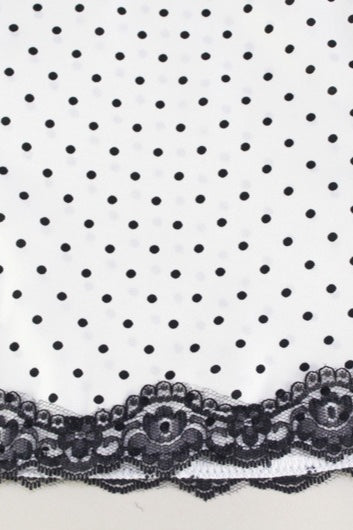 Polka Dot Halter Neck Lace Trim Deep V-Neck Mini Dress