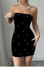 Black Sequin Strapless Bodycon Mini Dress