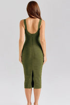 Bandage Scoop Neck Sleeveless Bodycon Midi Dress