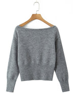 Asymmetric Pullover Sweater With Ribbed Waist And Lantern Sleeves For Women 2026