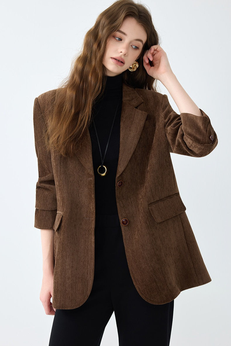 Vintage Solid Color Blazer