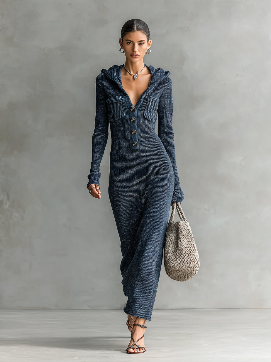 | Slim-fit Hooded Maxi Dress