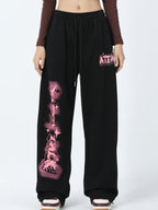 Vintage Letter Print Sweatpants