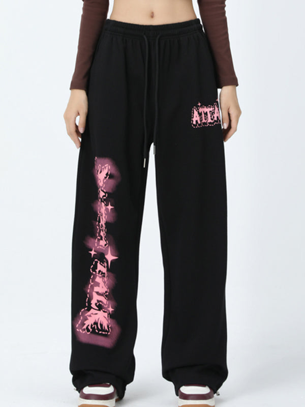Vintage Letter Print Sweatpants