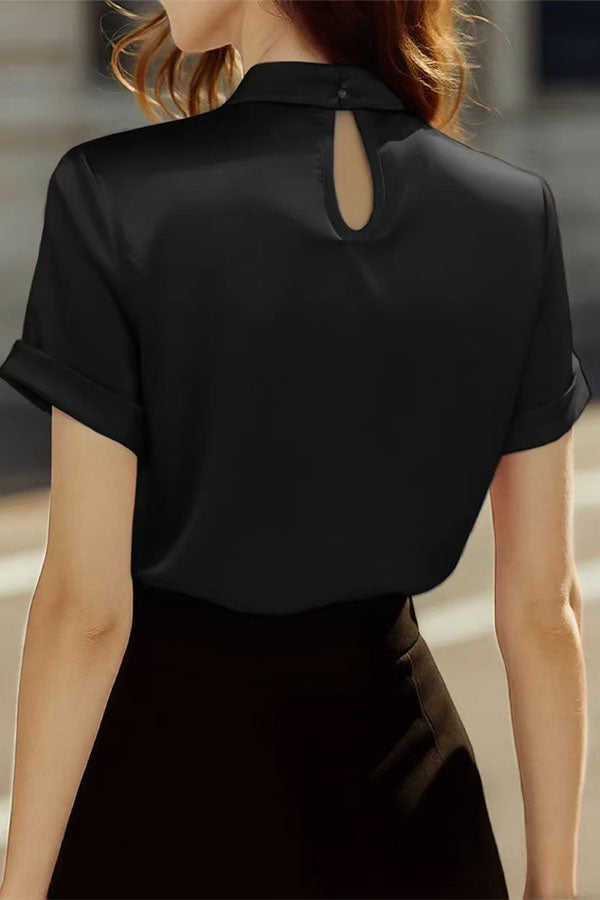 Eleganza LuxuryPearl-Beaded Satin Blouse