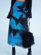 Butterfly Print Mesh Midi Skirt