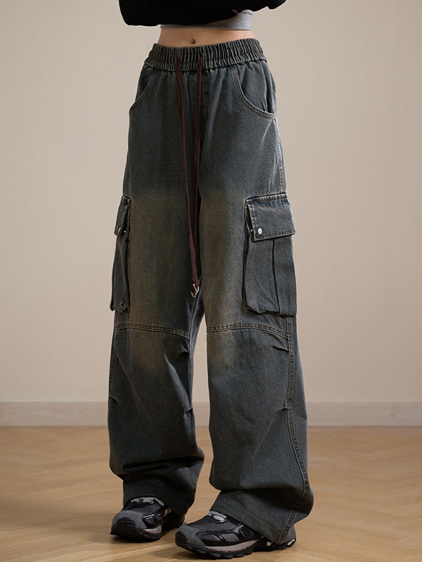 Loose straight design Cargo Jeans