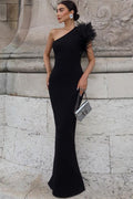 Elegant Feather One Shoulder Party Dress