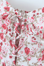 Floral Print Off Shoulder Lace Up Corset Tiered Ruffle Mini Dress