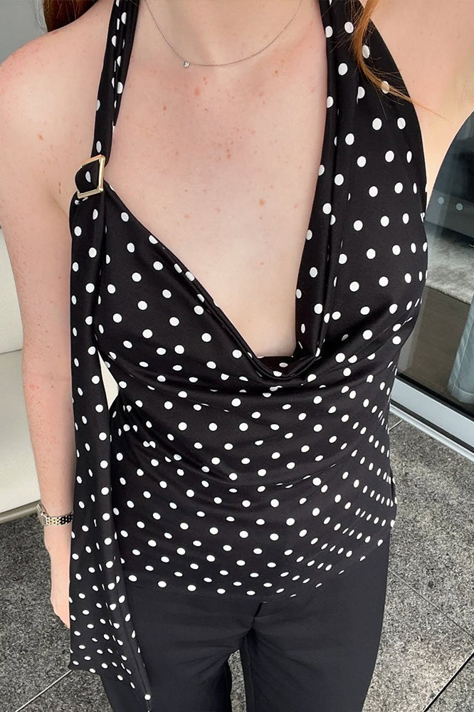 Polka Dot V Neck Cami Blouse