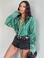 Long Sleeves Blouse Buttons Busniess Casual Spring Fall Blouses In Solid Color