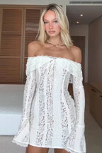 White Off Shoulder Lace Bodycon Dress