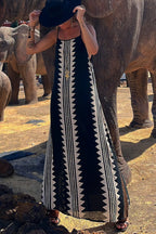 Geometric Tribal Print Square Neck Spaghetti Strap Maxi Dress