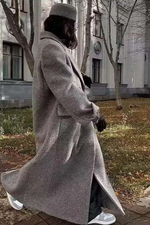 Button Detail Wool Blend Overcoat