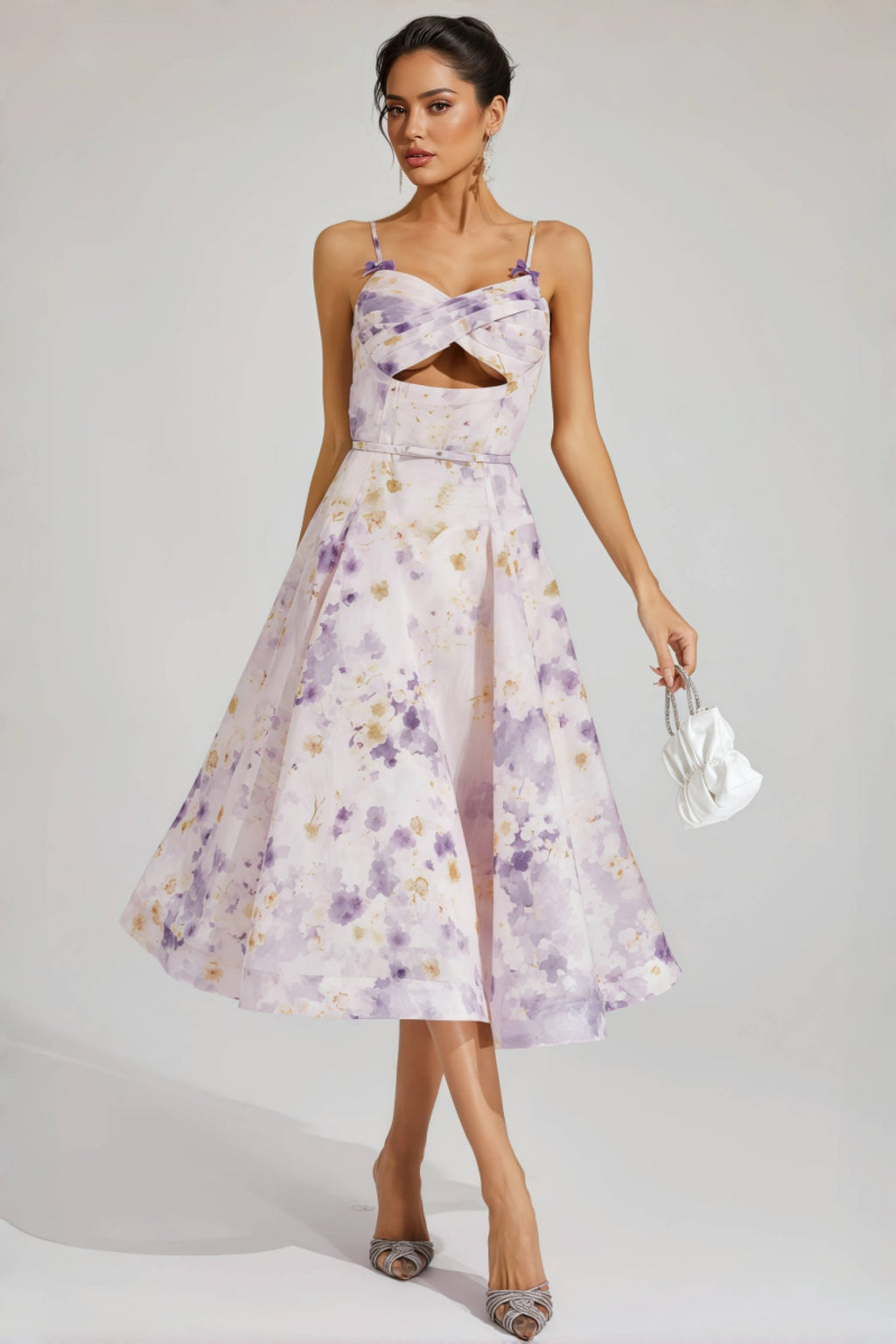 Laurns Purple Holiday Slip Midi Dress