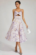 Laurns Purple Holiday Slip Midi Dress
