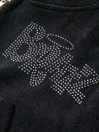 Letter Rhinestone Print Short Hoodie