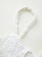 Front Button Pleated White Cami Top