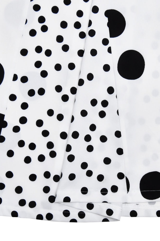 Mixed Scale Polka Dot Halter Deep V-Neck Backless Maxi Dress