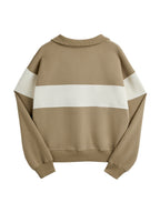 Color Block Splice Letter Embroidery Print Sweatshirt