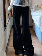 Hot Girl Low Waist Black Wide Legs Flare Jeans