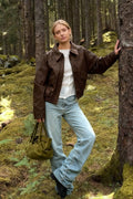 Vintage Brown PU Leather Jacket